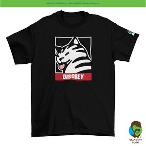 Disobey Cat T-Shirt BLACK
